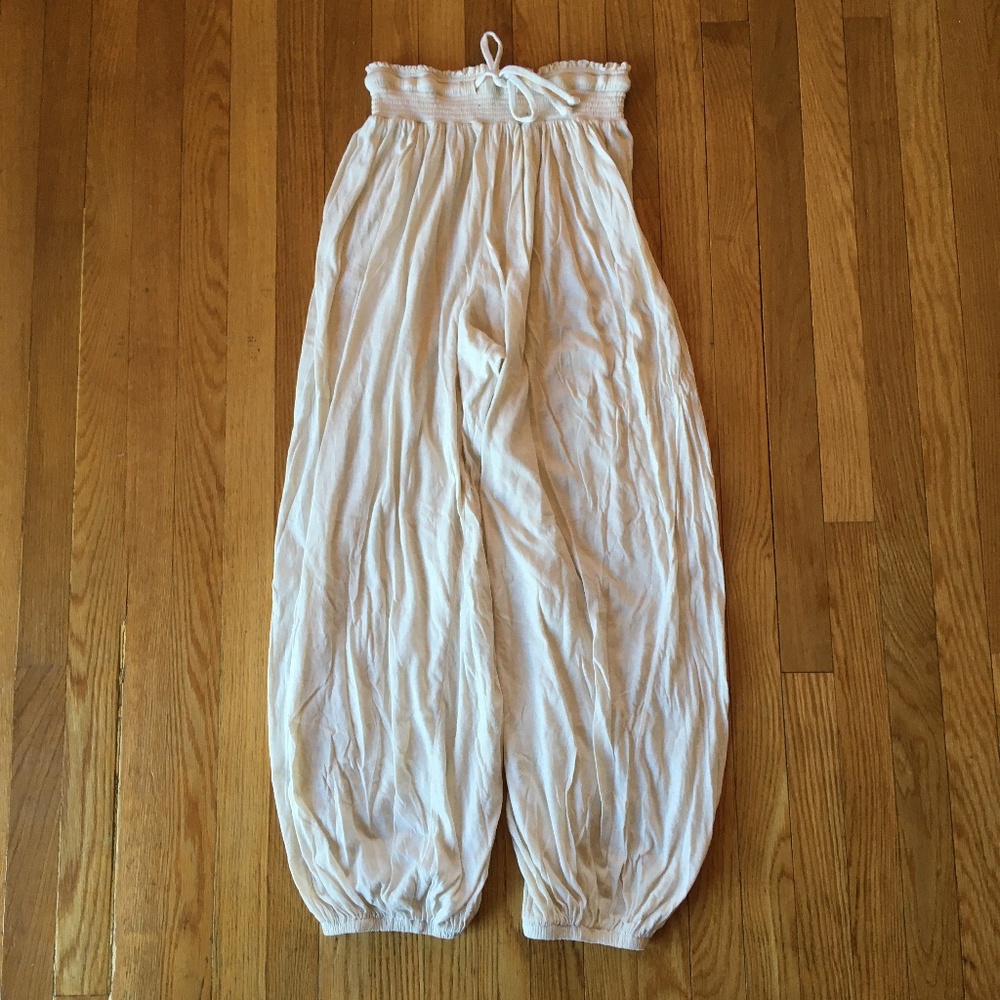 Out from Under Tyler Balloon Pants Size Small S 100% Cotton Cream/White